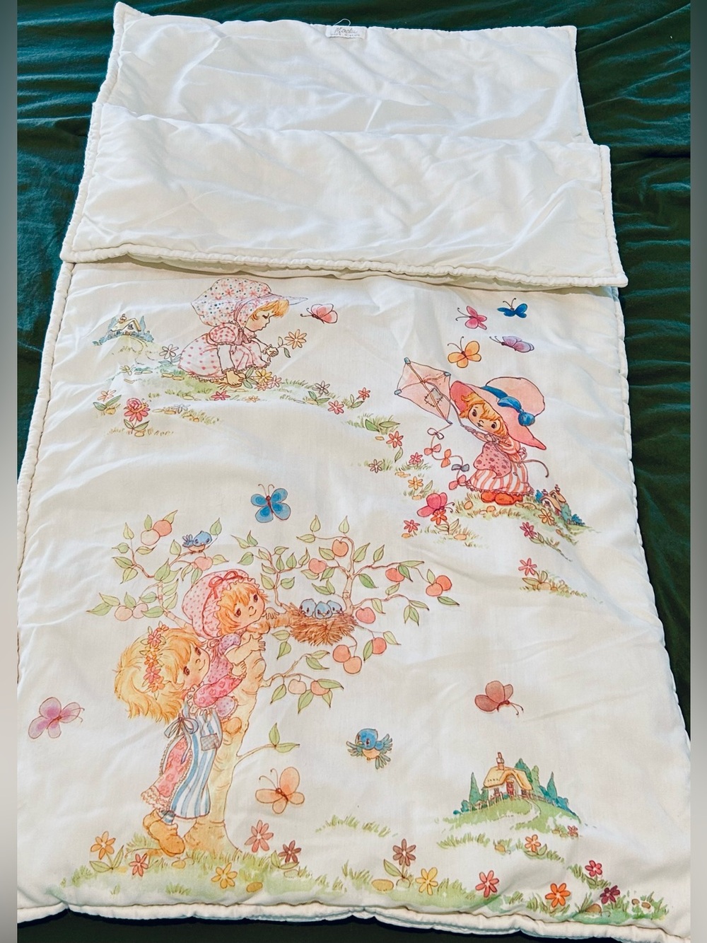 Vintage 1980s Strawberry Shortcake Sleeping Bag Nap Mat 23”x44”